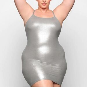 Skims fits everybody silver slip dress XXS